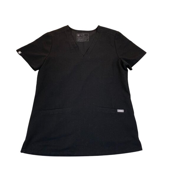 Figs Womens Casma Technical Collection Scrub Top Small Black V-Neck Short Sleeve - Picture 1 of 12